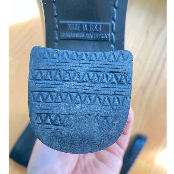 True VTG Black Rubber Heeled USA Made Boots By Pretties Originals Waterproof 6us - Picture 5 of 14